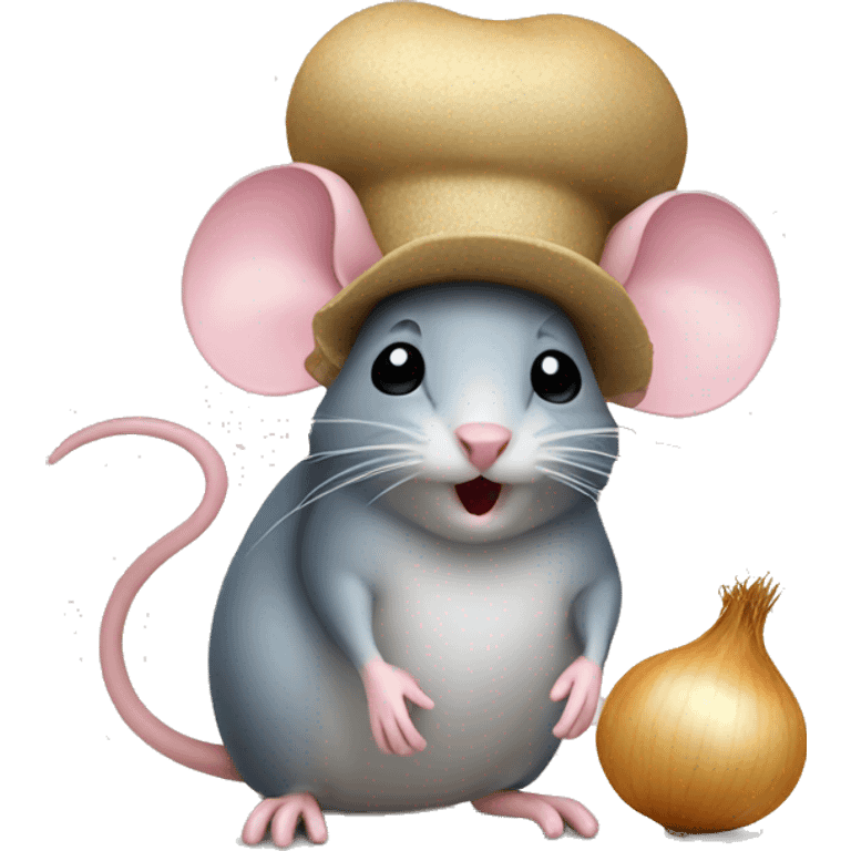 mouse with onion as a hat  emoji