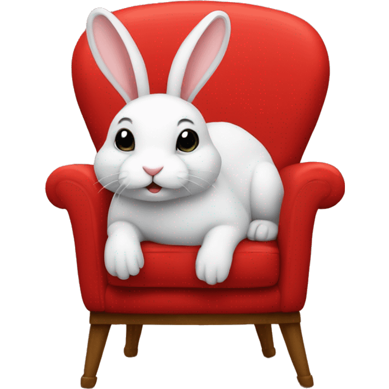 cute rabbit on a red chair emoji