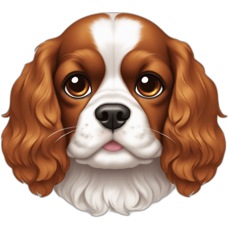 Cavalier King Charles marron avec une tache blanche sur la tête et le buste emoji