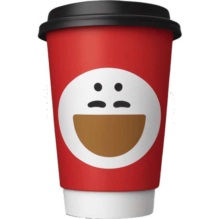 “Tim Hortons coffee cup with the iconic red color, bold white logo, and a black plastic lid. The cup has a warm, inviting feel, with a cozy, Canadian coffee shop vibe.” emoji