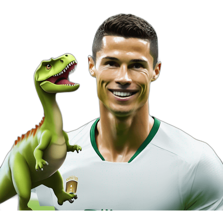 Dinosaures sur un chat qui est sur Cristiano Ronaldo emoji