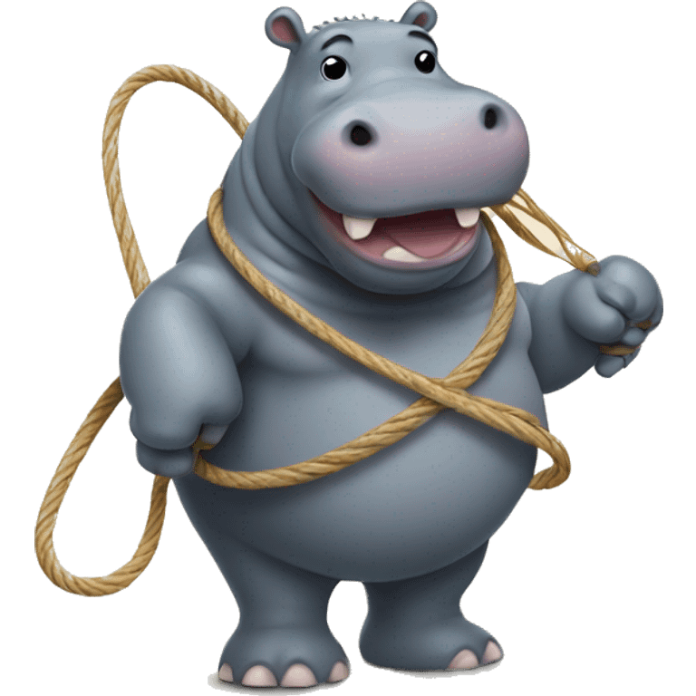 Hippo holding a lasso emoji