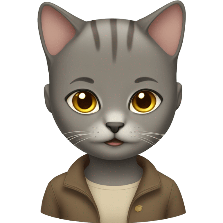 British Short Hair cat with Brown hair girl emoji