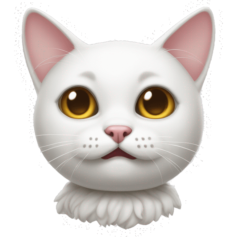 make a white cat with a bow on top with a shocked face emoji