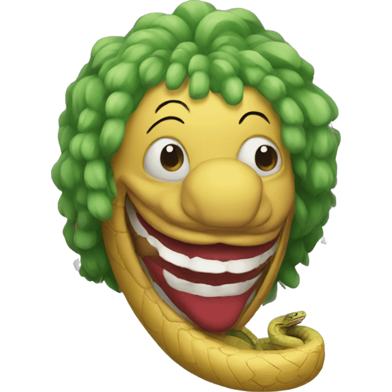 snake wearing clown wig emoji