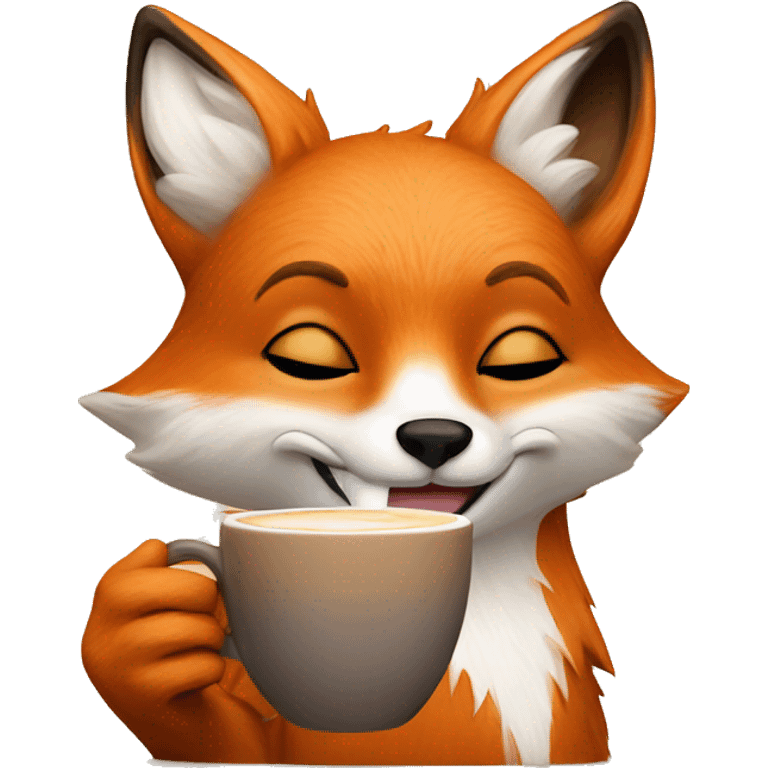 Fox drinking a latte emoji