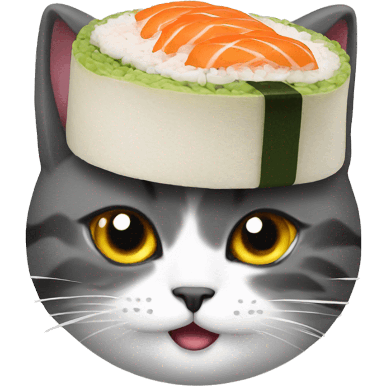 cat wearing sushi as a hat emoji