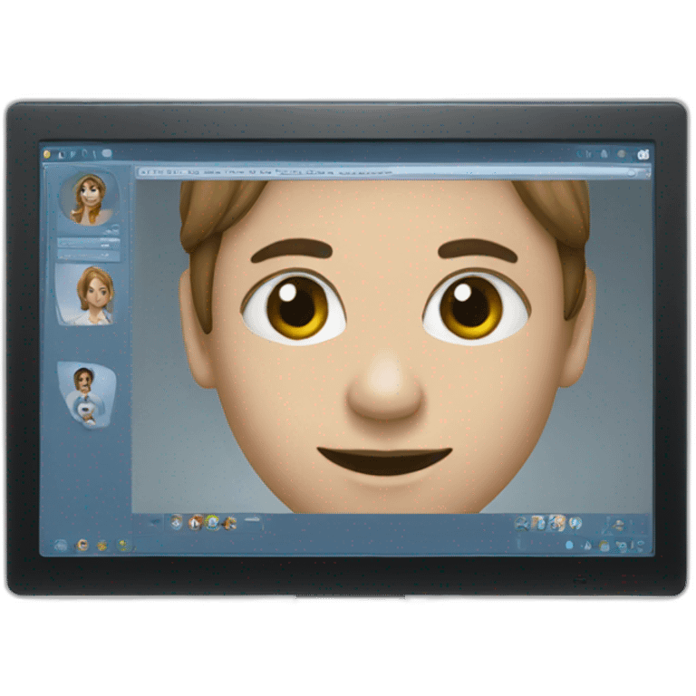 monitor with the video call on the screen emoji