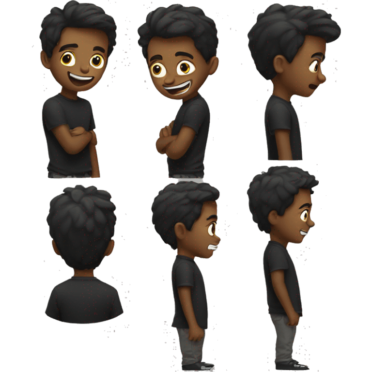 handsome boy with black shirt in crazy pose emoji