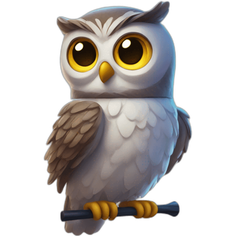 Owl with a magic wand emoji