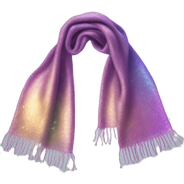 Realistic iridescent sparkle glitter winter scarf isolated. emoji