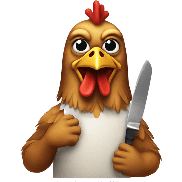 A chicken holding a knife emoji