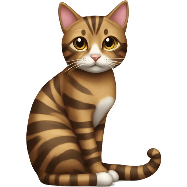 Brown striped cat sitting Christmas tree  emoji