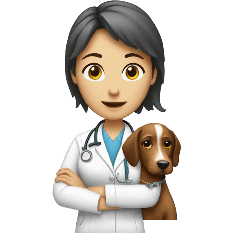 Female veterinarian with dog emoji