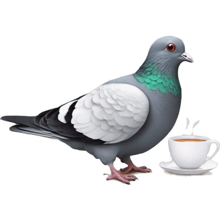 sick pigeon drinking tea emoji