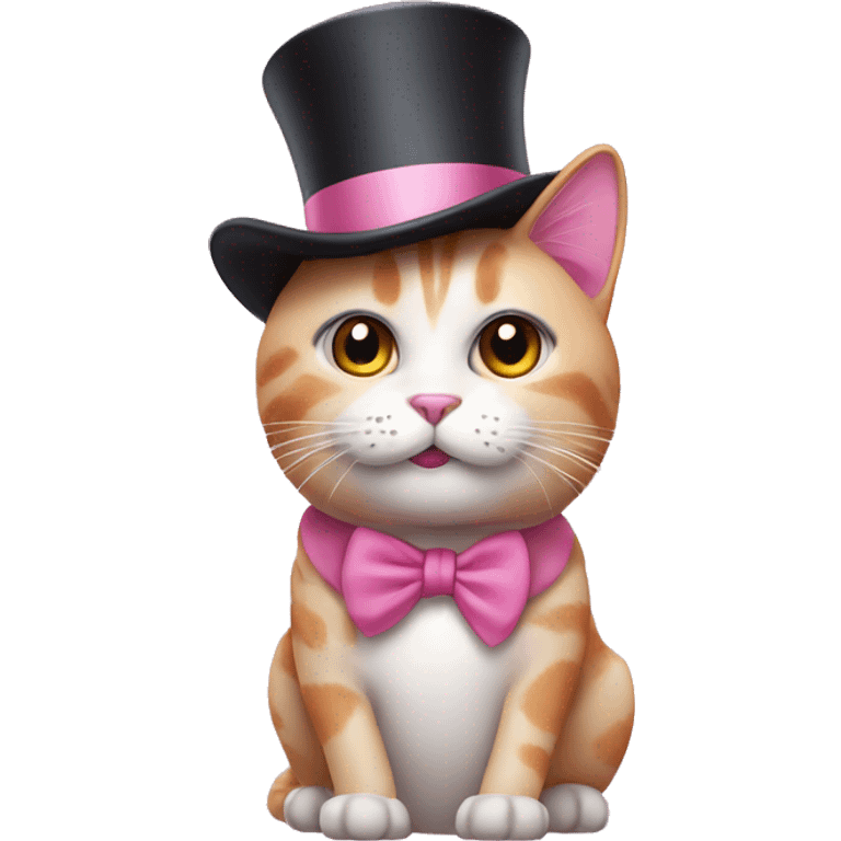 pink cat with a top hat emoji