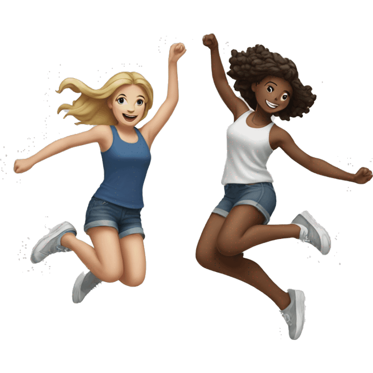 two white girls jumping emoji