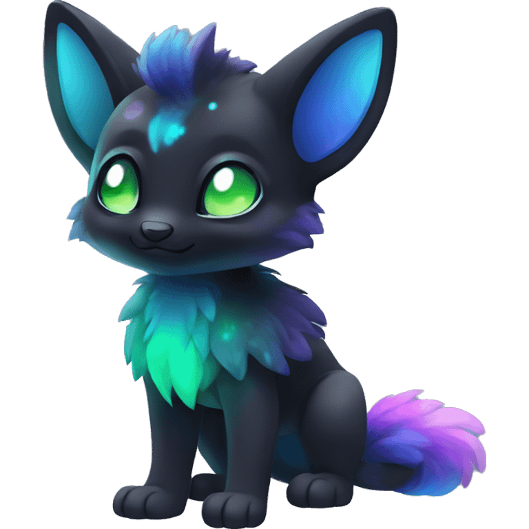 Cute cool black nebula fading green blue purple pink gradient animal hybrid Fakemon full body emoji