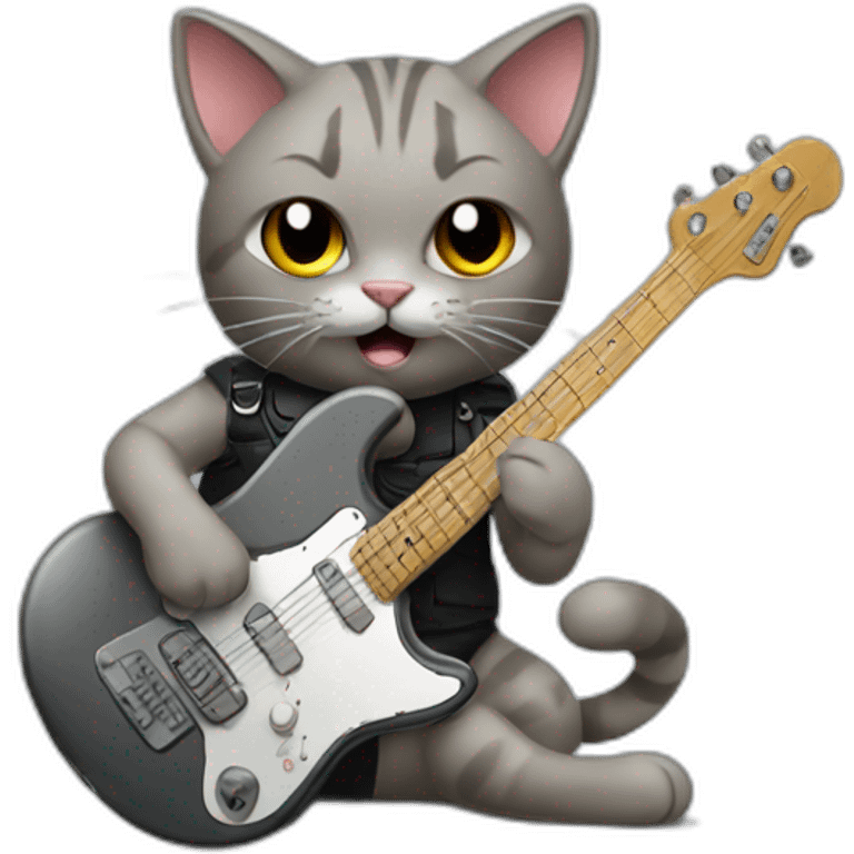 Cat playing metal emoji