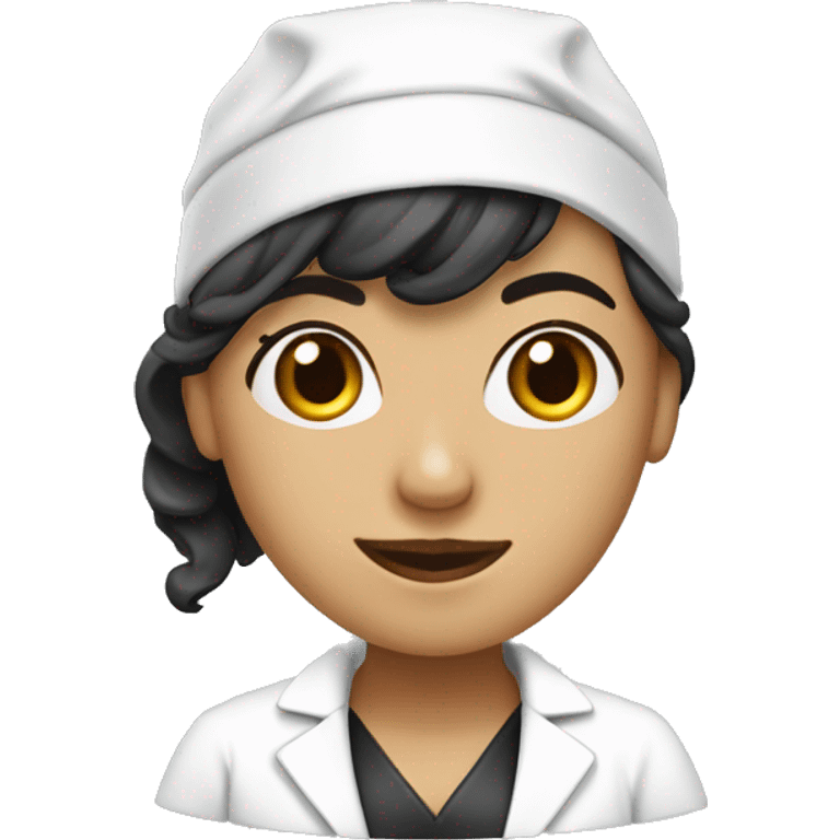 Doctora piel blanca y delantal negro emoji