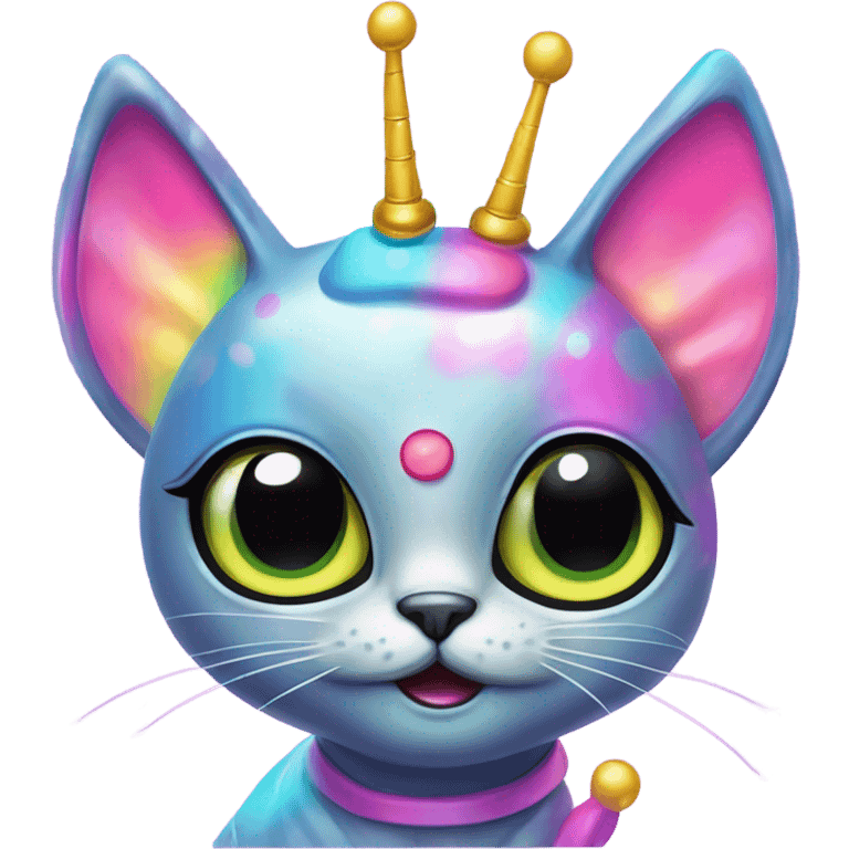 Lisa frank alien cat with antennas on head ￼ emoji