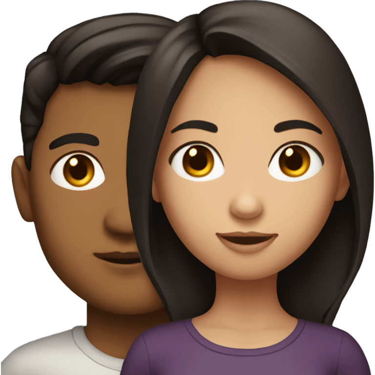 Brunette girl with dark haired boy  emoji