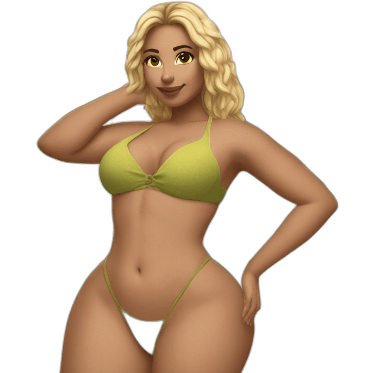 Slim-thicc Caucasian woman small bikini pose (beach body) emoji