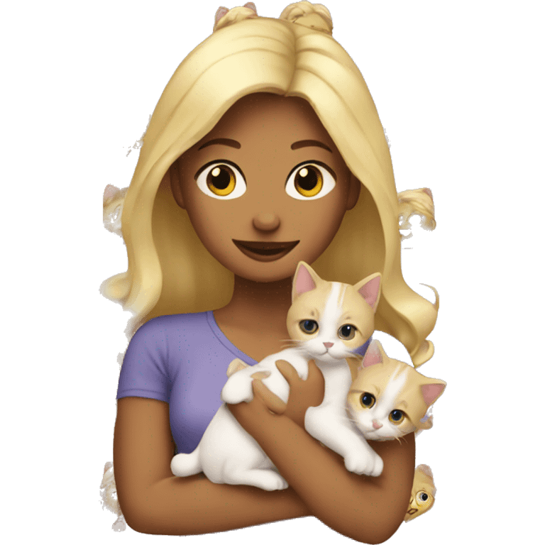 Blonde woman holding kittens emoji