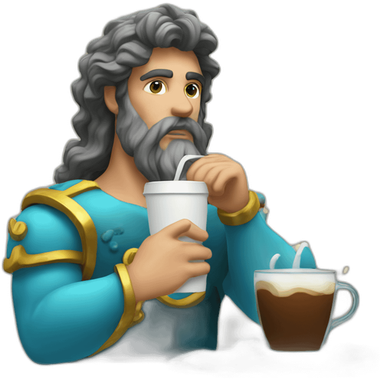 Poseidon drinks coffee emoji