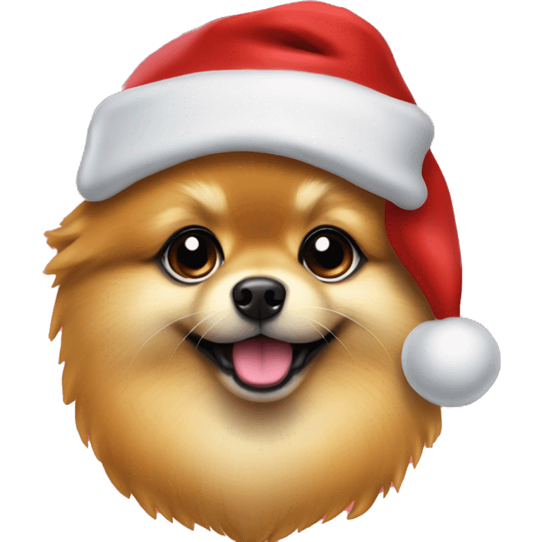 Pomeranian with a Santa hat  emoji