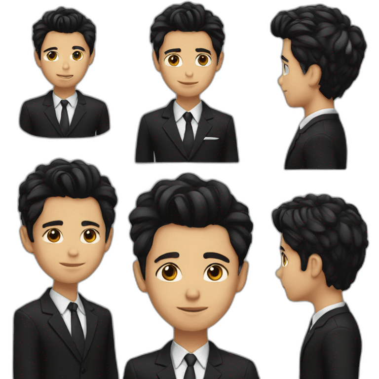 Boy,Beige,Black Sidecut Hair,Black Suits emoji