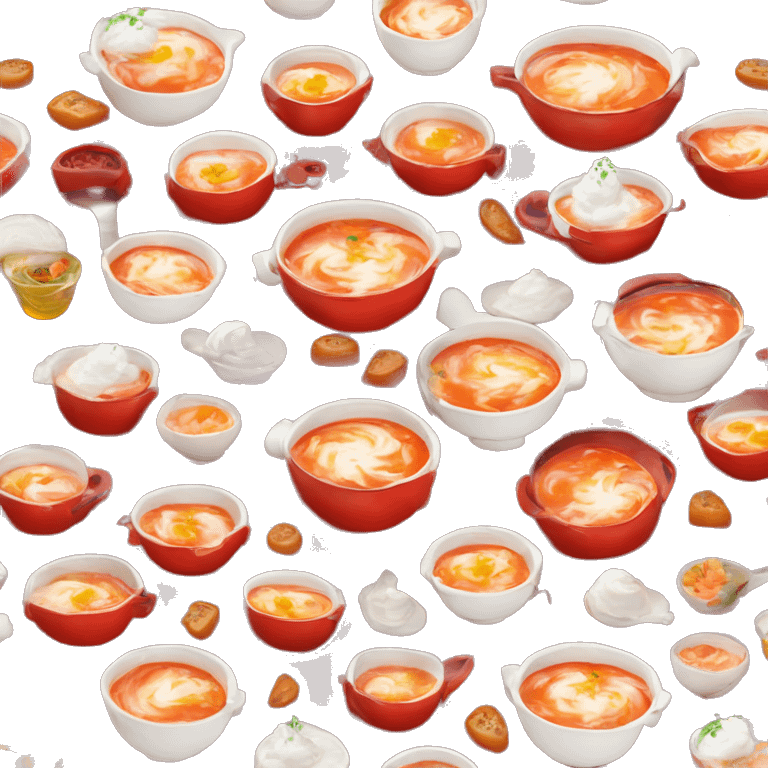 russian red soup with sour cream, sour cream in heart form emoji