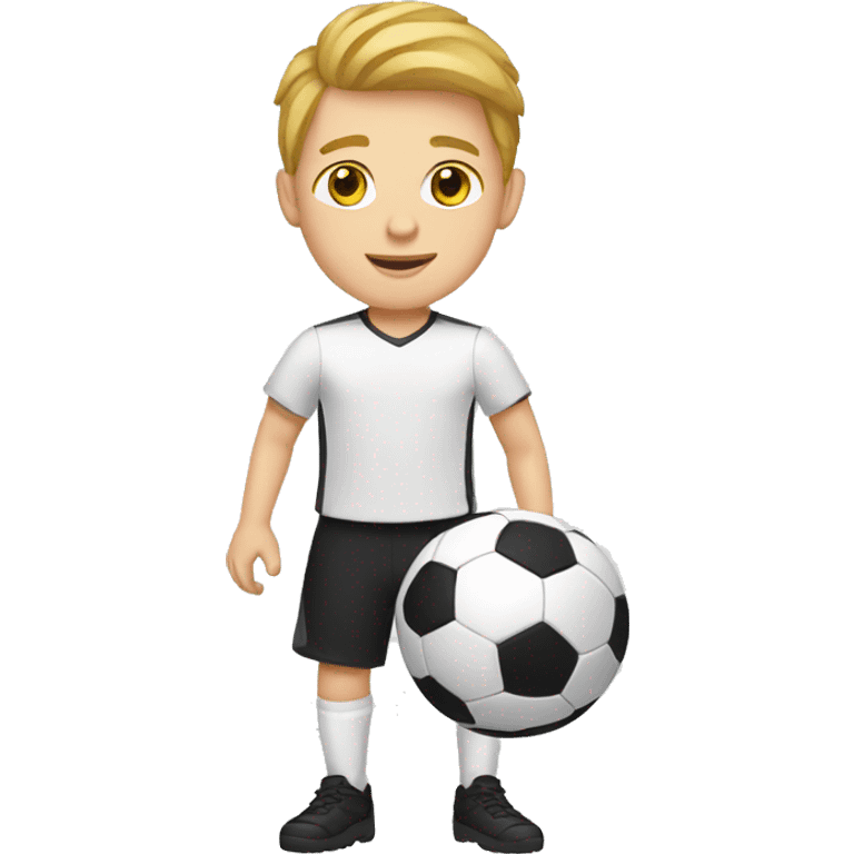 white kid with a soccer ball in his feet emoji