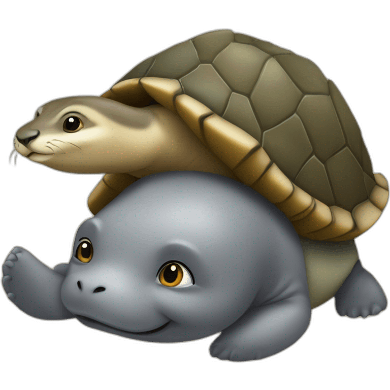 Une loutre sur une tortue sur un éléphant emoji