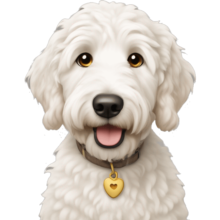 White Golden doodle with brown ears emoji