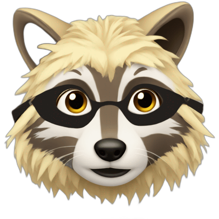 racoon with a blonde curly mullet hairstyle emoji