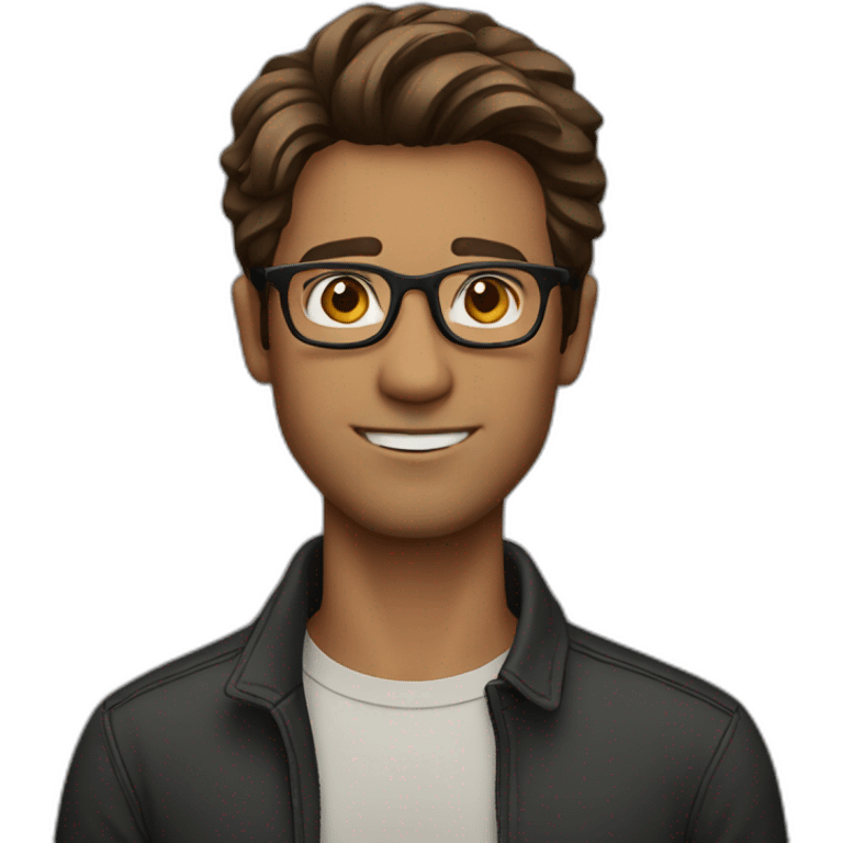 brown hair man with glasses emoji