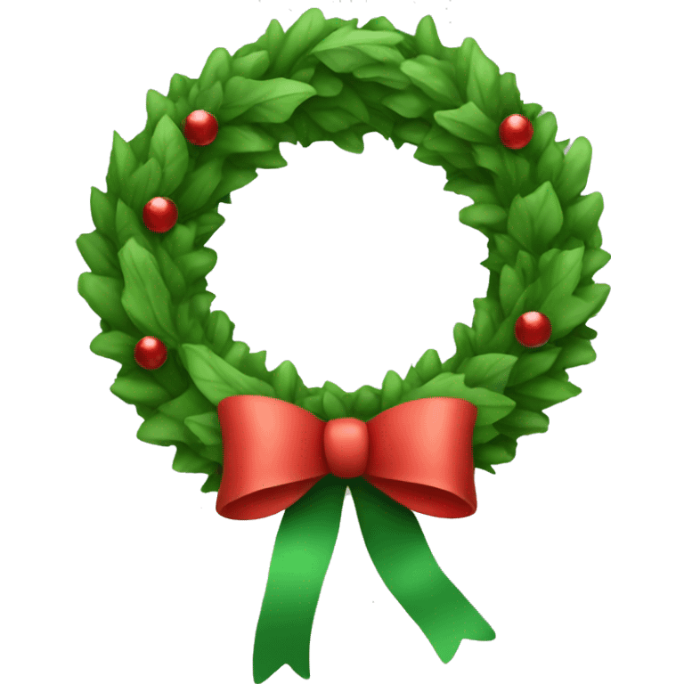 Green Christmas wreath with red bow emoji