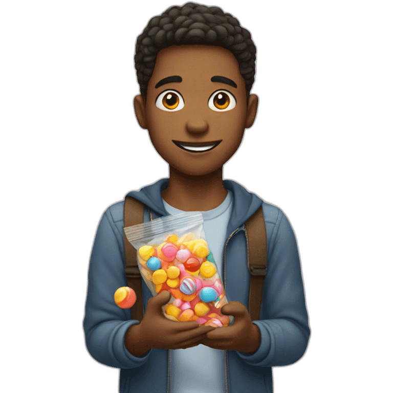 A young man handing candy  emoji