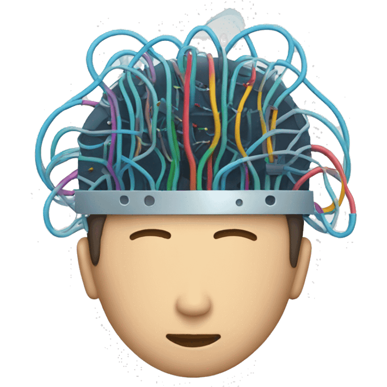 a man with an electronic brain wires circuit emoji