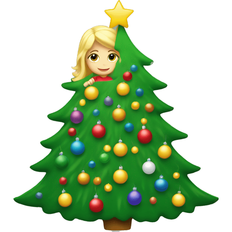 Blond Girl decorating a Christmas tree emoji