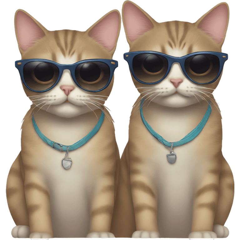 two cat best friends in sunglasses  emoji