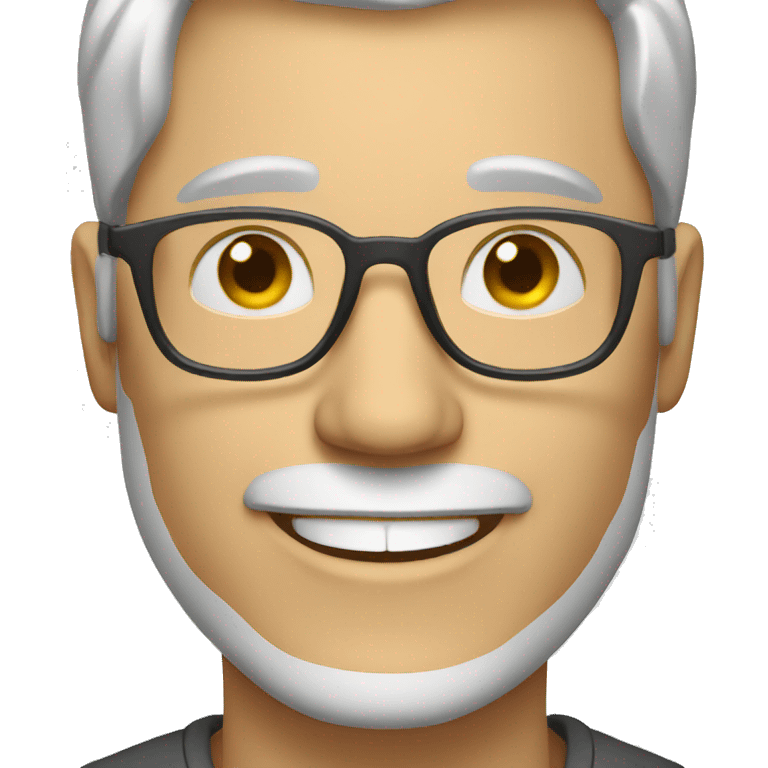 Smiling white man with glasses and gray hair emoji