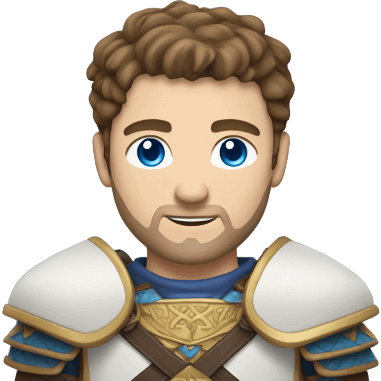 British white male with brown hair and blue eyes wearing a Mongolian warrior outfit emoji