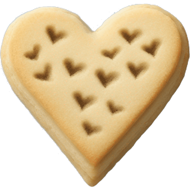 Realistic shortbread cookie in the shape of a heart with blue jelly middle filling and sprinkled powder sugar on top. emoji