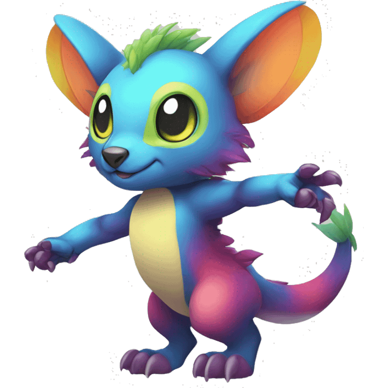 Cute cool colorful fantasy animal hybrid Fakemon full body emoji