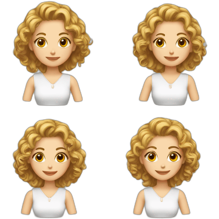 Maestra con pelo rizado y corto rubia haciendo manualidad  emoji