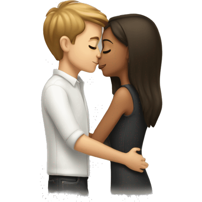 White boy kissing Hispanic girl boyfriend and girlfriend  emoji