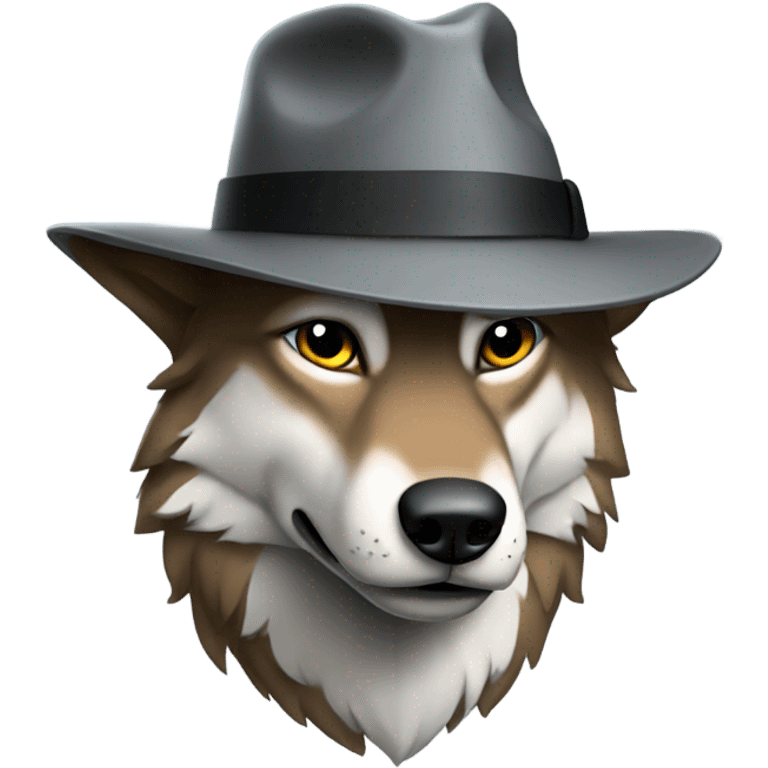 Wolf wearing a fedora  emoji