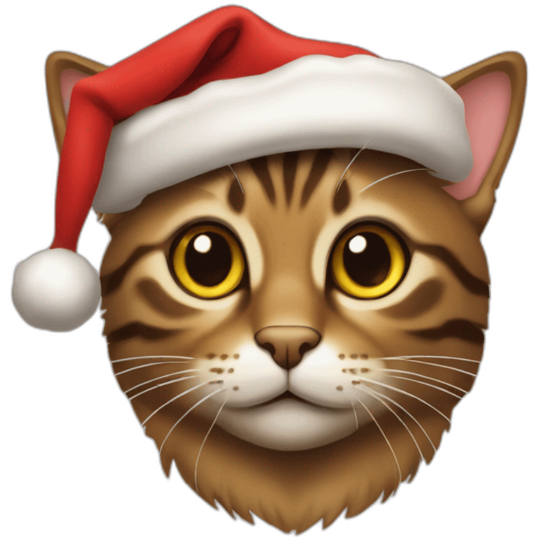 brown tabby cat with a santa hat on emoji